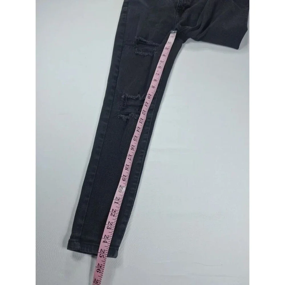 GUESS Women Black Skinny Jeans Distressed Ripped Cotton Blend Size 29